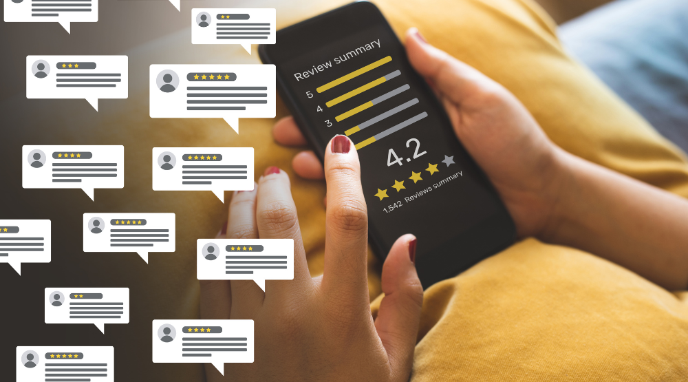 Online reviews stock image