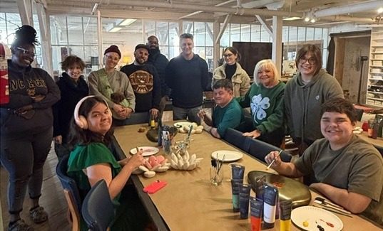 Artisits Kenzie Smeepon, Trip Collins and Scout Garner with the Cohab Space team and Jason Phillips