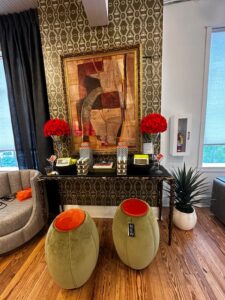 Christopher Todd X Moss Home olive ottomans