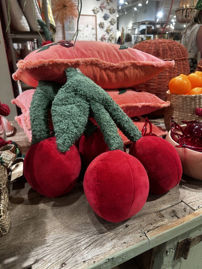 Creative Co-Op plush cherry pillow